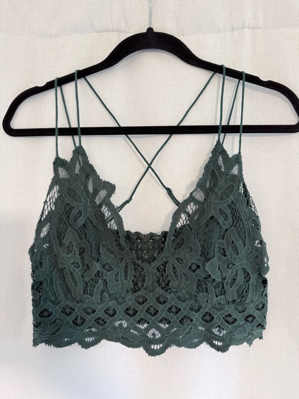 Free People Lace Bralette Dark Emerald Teal Size L/XL